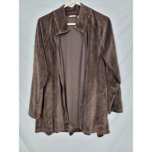 Pure Jill Womens Long Sleeved Zip Up Faux Crushed Velvet Jacket Brown Size XL